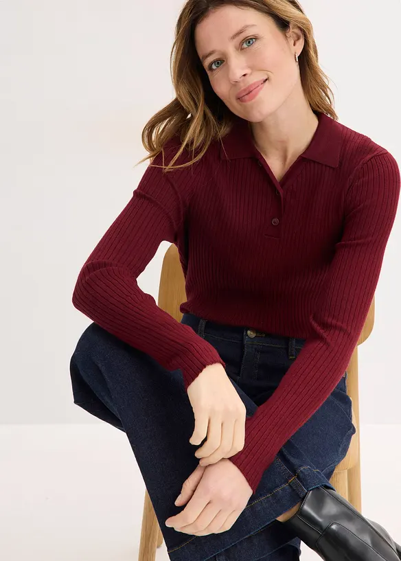 Finstickad tr&ouml;ja med knappar, bonprix