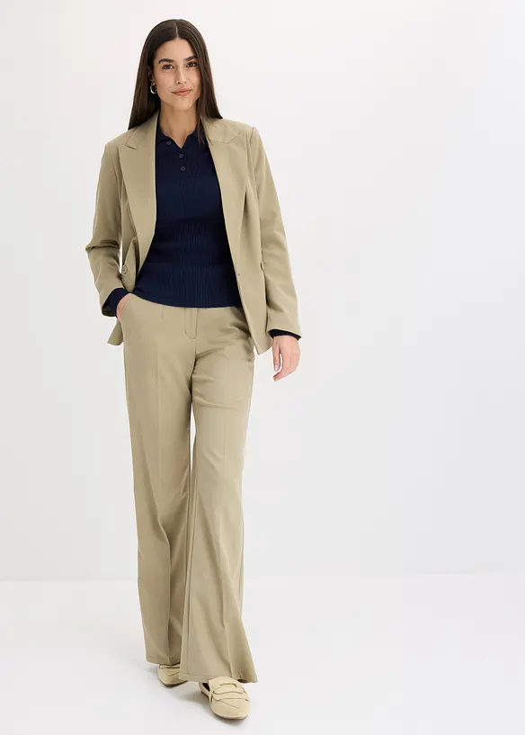 Ribbstickad pik&eacute;tr&ouml;ja i viskosmix, bonprix