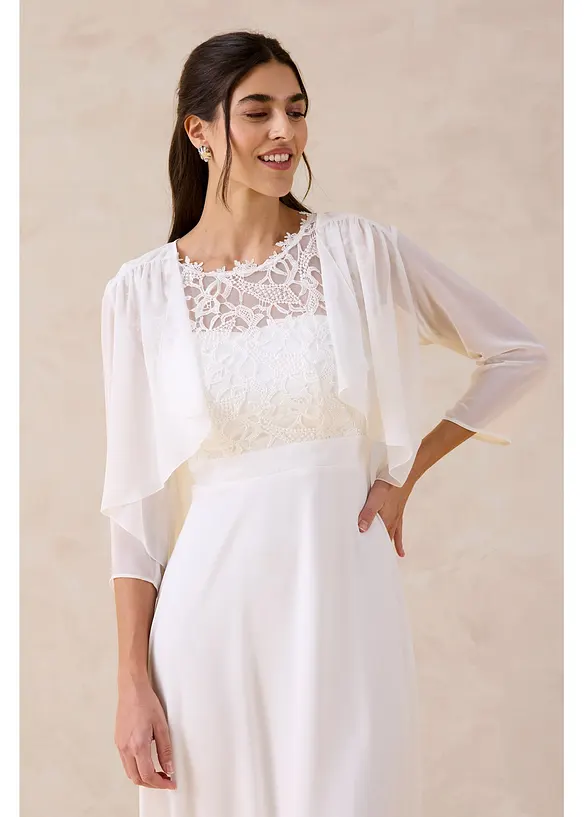 Chiffongbolero med &aring;tervunnen polyester, bonprix