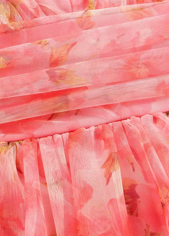 Mellanl&aring;ng kl&auml;nning i fin tyll med volanger, bonprix