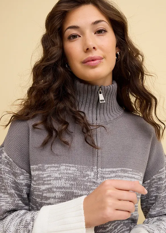 Tr&ouml;ja i olika f&auml;rgnyanser med krage och dragkedja, bonprix