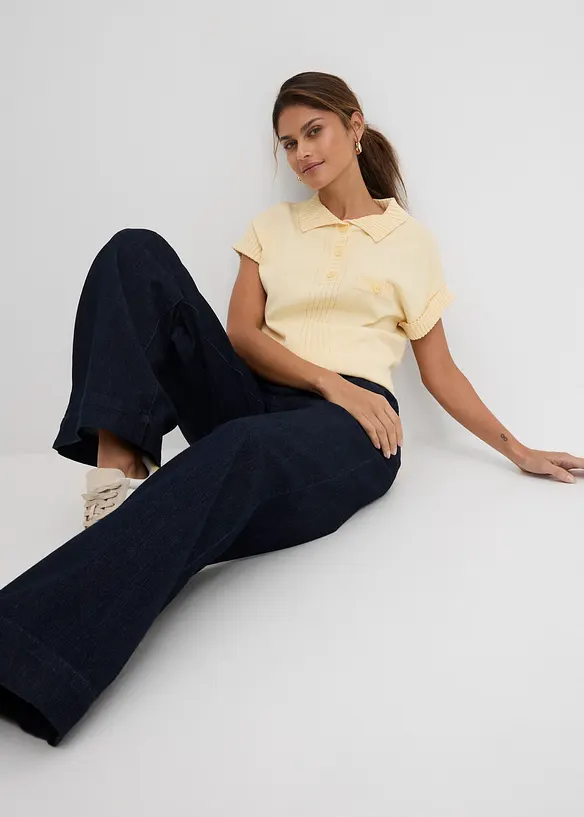 Stretch Wide Leg Jeans Mid Waist, bonprix