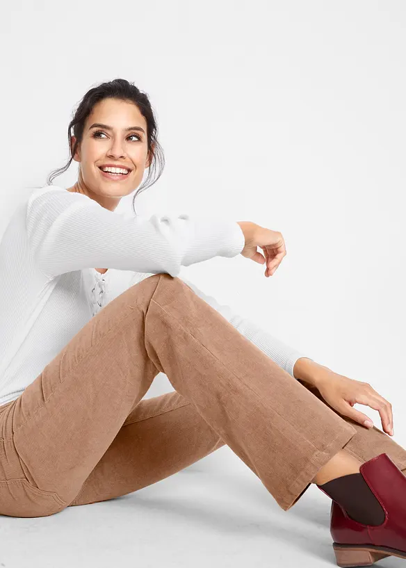 Stretchig manchesterbyxa, bootcut, bonprix