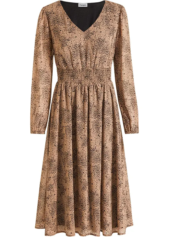 Chiffongkl&auml;nning med smockinf&auml;llning, bonprix