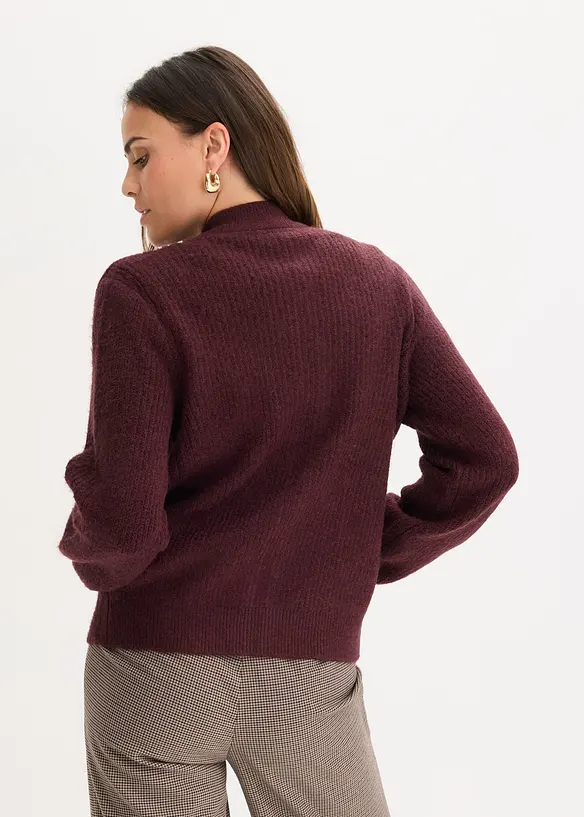 Cardigan med fl&auml;tstickning, bonprix