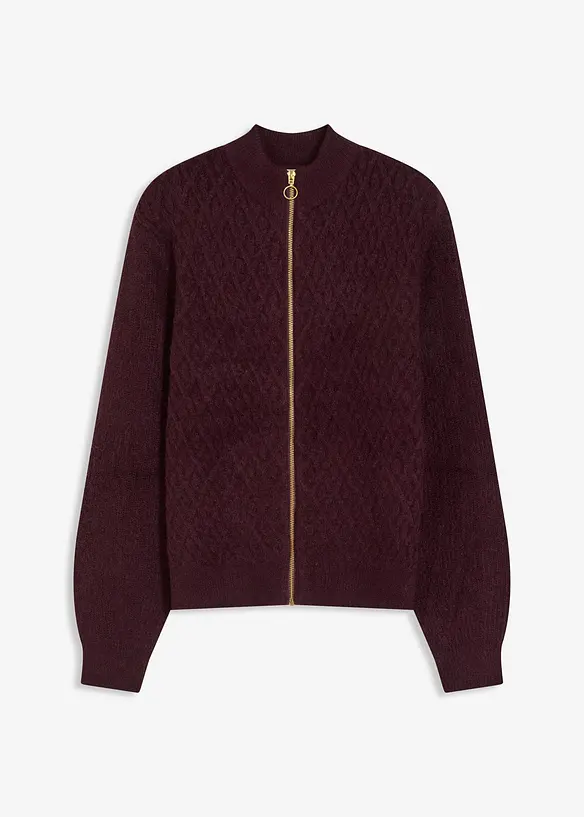 Cardigan med fl&auml;tstickning, bonprix