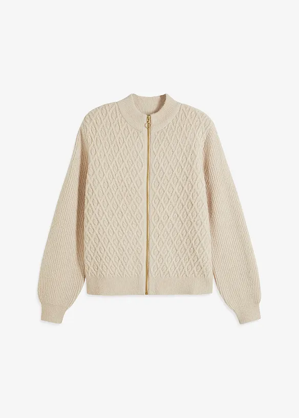 Cardigan med fl&auml;tstickning, bonprix