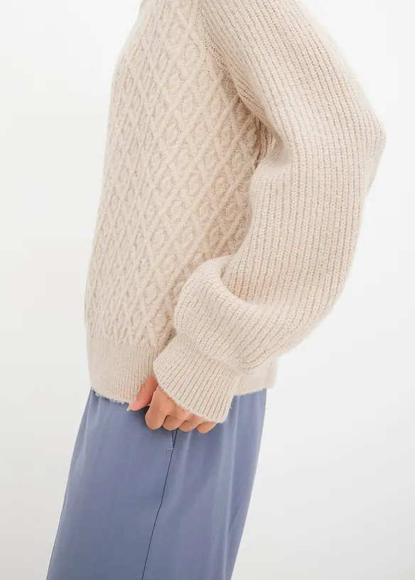 Cardigan med fl&auml;tstickning, bonprix