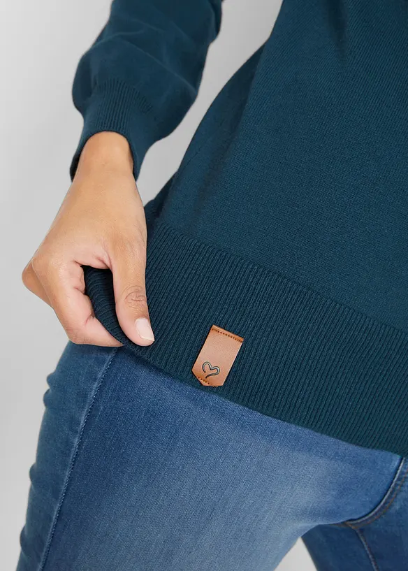 Finstickad tr&ouml;ja med vid krage, bonprix