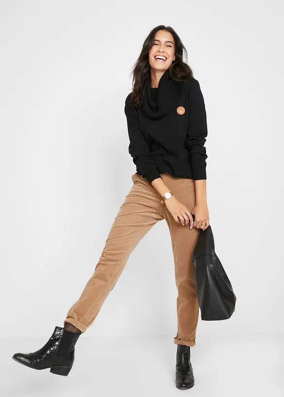 Finstickad tr&ouml;ja med vid krage, bonprix