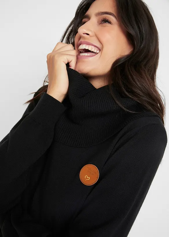 Finstickad tr&ouml;ja med vid krage, bonprix