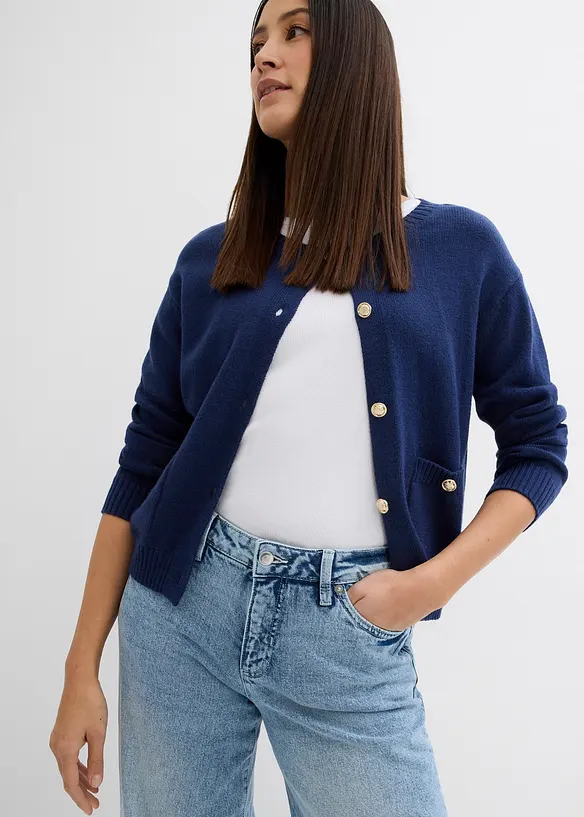 Wide Leg Jeans, Mid Waist, Low Stretch Full Length, bonprix