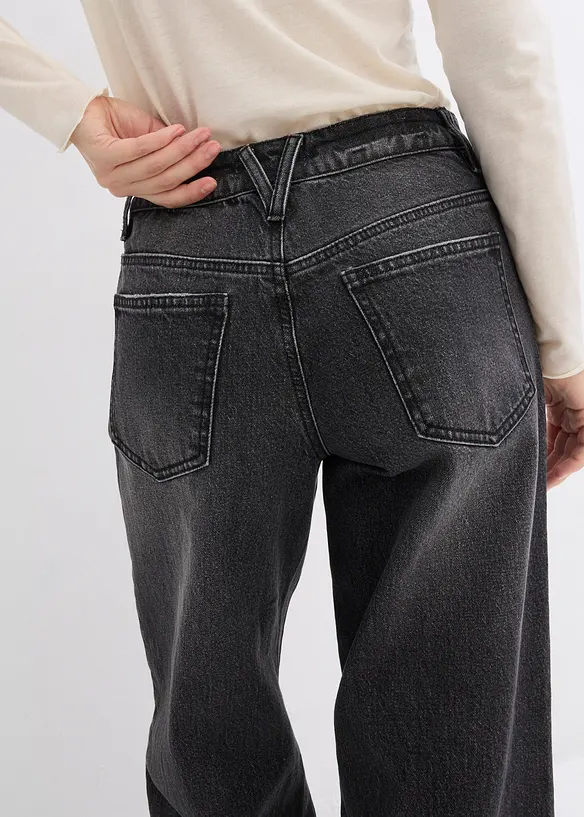 Wide Leg Jeans, Mid Waist, Low Stretch Full Length, bonprix