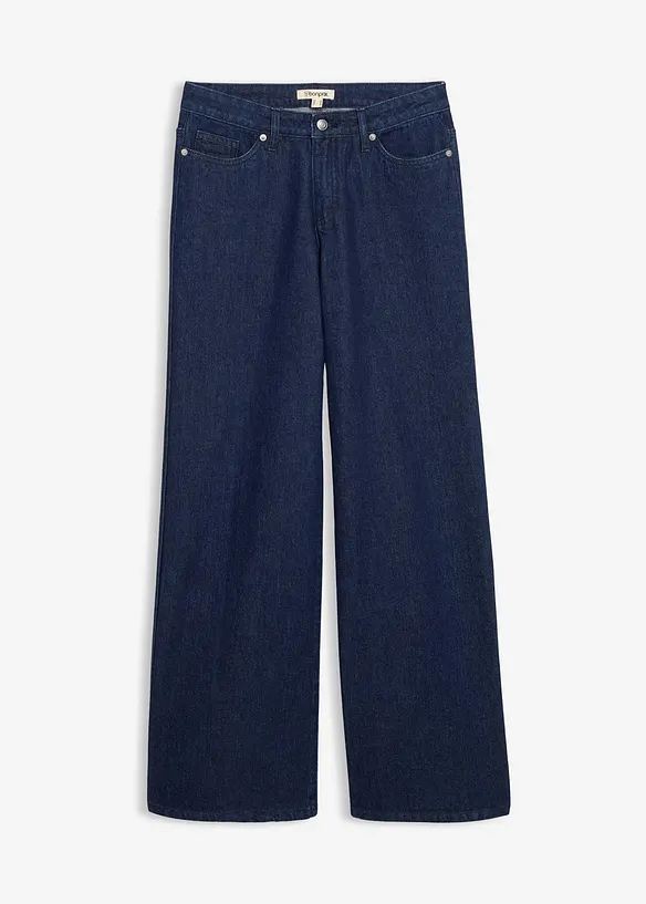 Wide Leg Jeans, Mid Waist, Low Stretch Full Length, bonprix