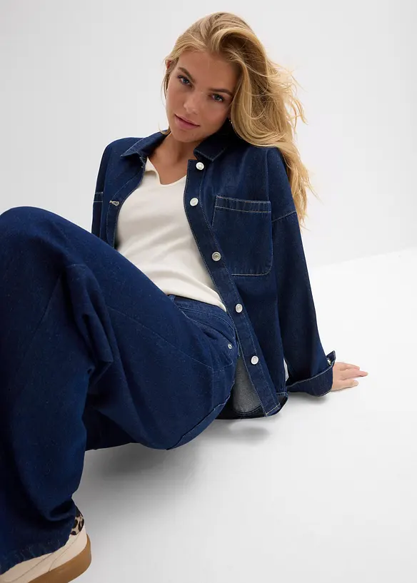 Wide Leg Jeans, Mid Waist, Low Stretch Full Length, bonprix