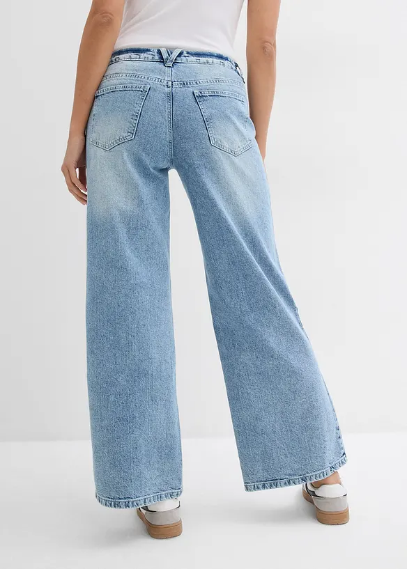 Wide Leg Jeans, Mid Waist, Low Stretch Full Length, bonprix