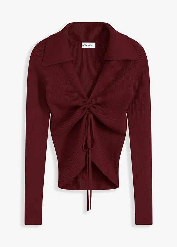 Ribbstickad tr&ouml;ja med rynk, bonprix