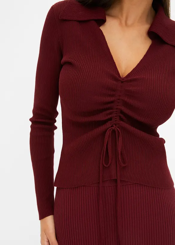 Ribbstickad tr&ouml;ja med rynk, bonprix