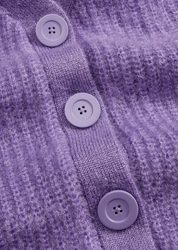 Ribbstickad cardigan med glansiga effekter, bonprix