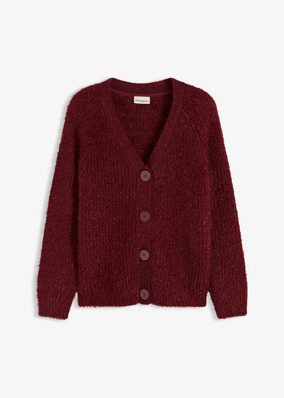 Ribbstickad cardigan med glansiga effekter, bonprix