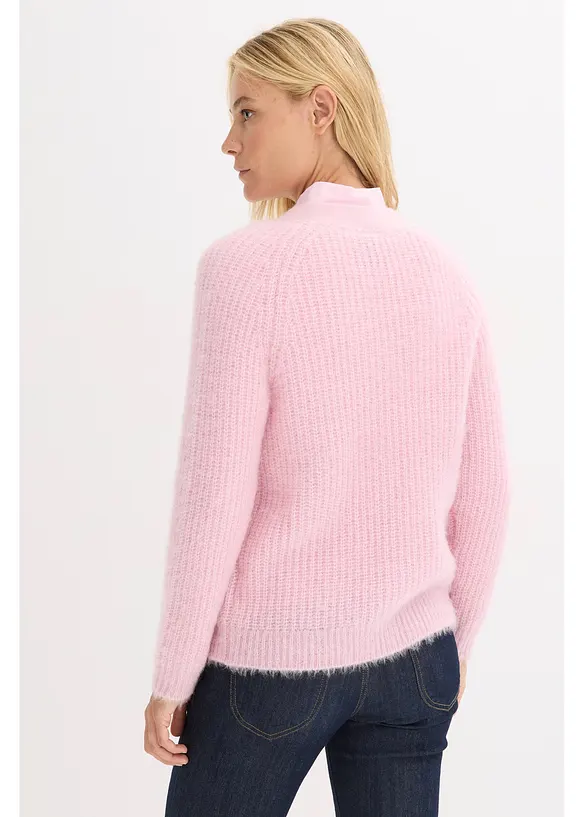 Ribbstickad cardigan med glansiga effekter, bonprix