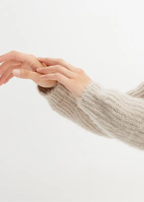 Ribbstickad cardigan med glansiga effekter, bonprix