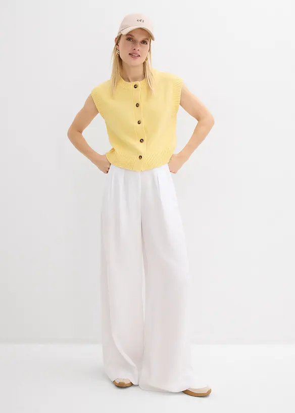 Byxa med gubbveck, av lyocell med mjukt fall, bonprix