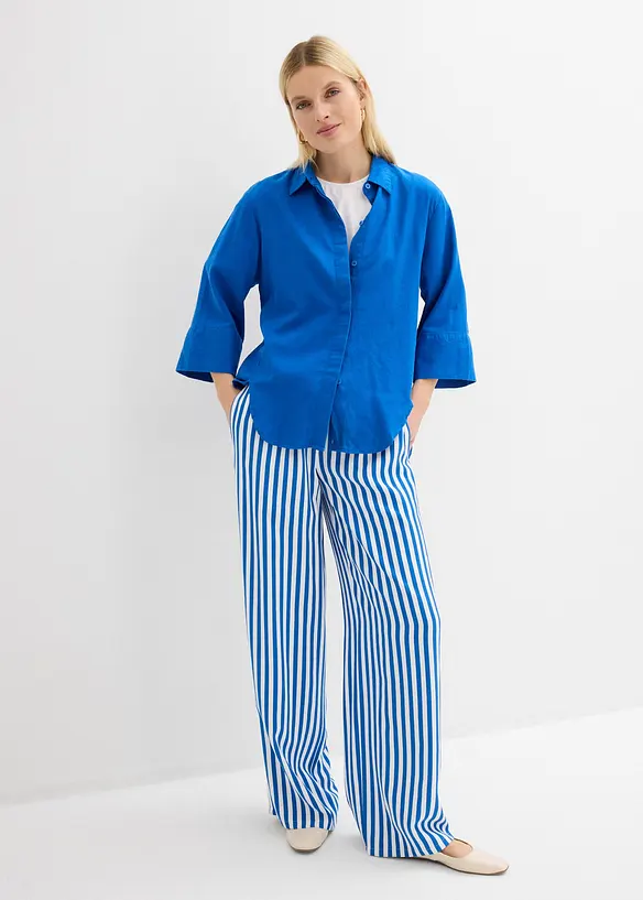 Skjortblus i svalkande linnemix, bonprix