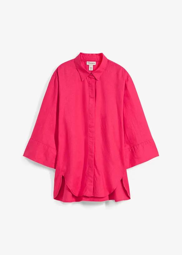 Skjortblus i svalkande linnemix, bonprix
