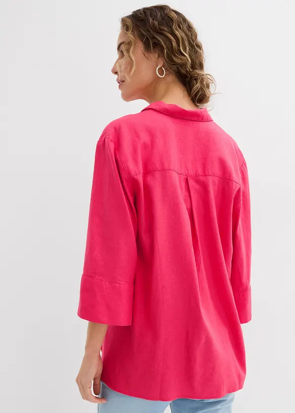 Skjortblus i svalkande linnemix, bonprix