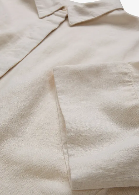 Skjortblus i svalkande linnemix, bonprix