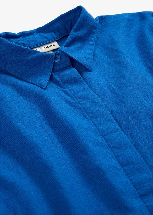 Skjortblus i svalkande linnemix, bonprix