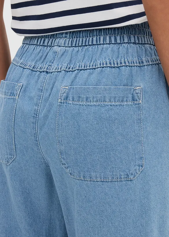 Wide Leg Jeans, Mid Waist, med bekv&auml;m midja, bonprix