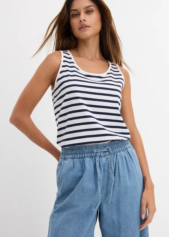 Wide Leg Jeans, Mid Waist, med bekv&auml;m midja, bonprix