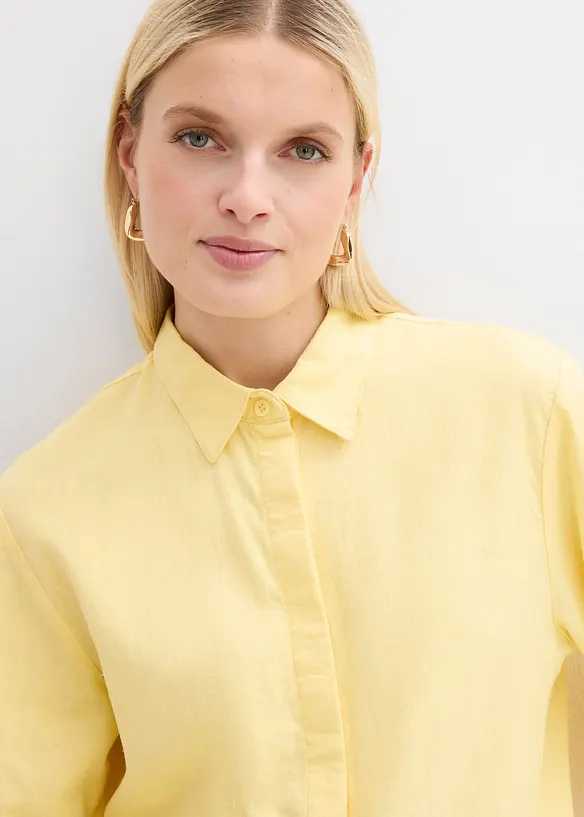 Skjortblus i svalkande linnemix, bonprix