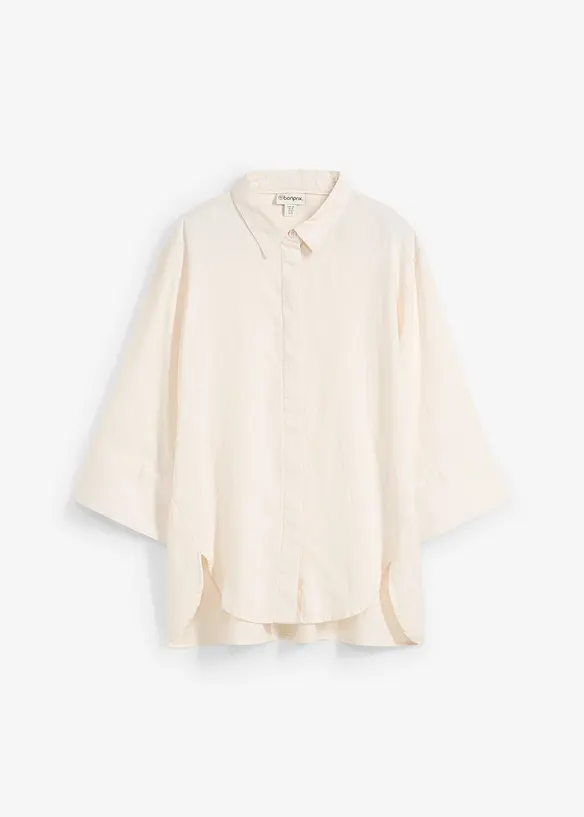 Skjortblus i svalkande linnemix, bonprix