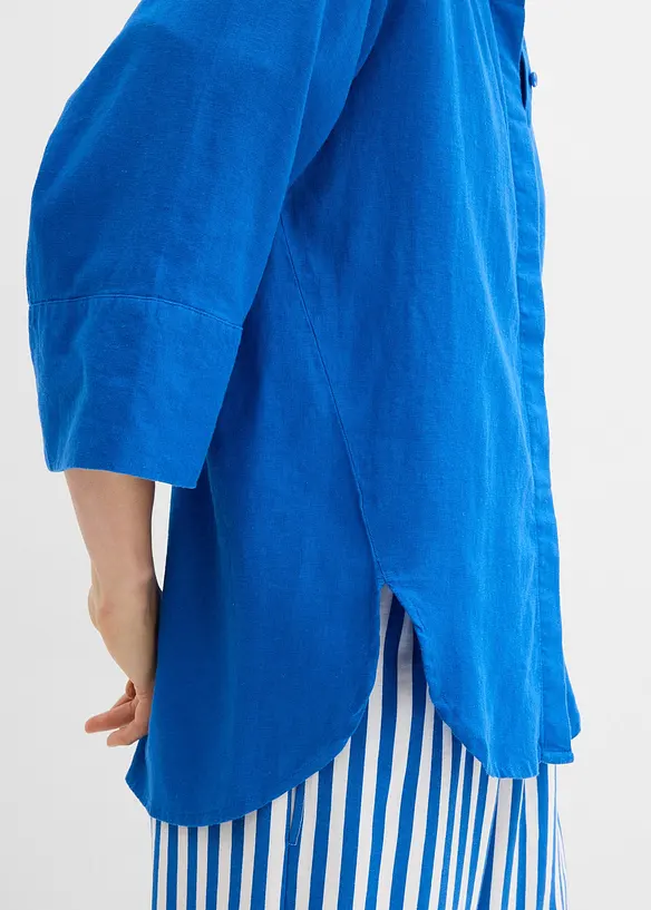 Skjortblus i svalkande linnemix, bonprix