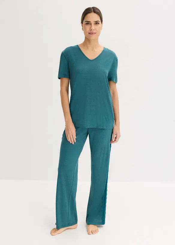 Pyjamas med viskos och spets, bonprix