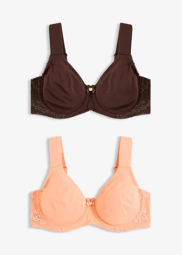 T-shirt-BH med bygel och ekologisk bomull (2-pack), bonprix