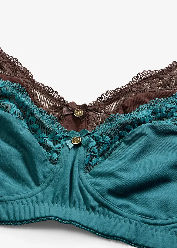 BH utan bygel med ekologisk bomull (2-pack), bonprix