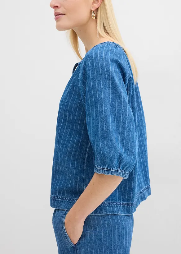 Jeansblus med r&auml;nder, bonprix