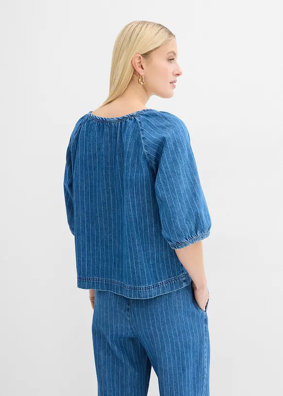 Jeansblus med r&auml;nder, bonprix