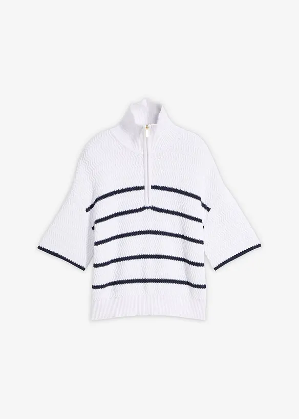 Tr&ouml;ja i bomullsblandning med krage och dragkedja, bonprix