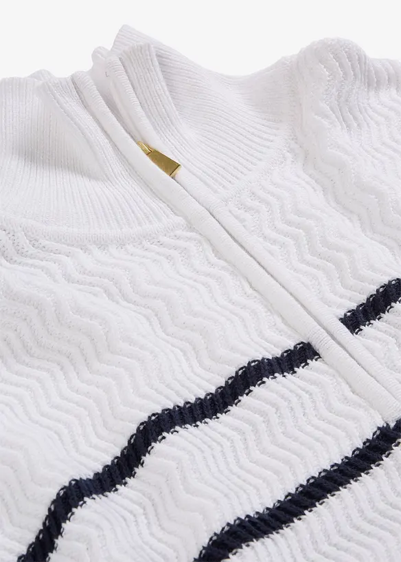 Tr&ouml;ja i bomullsblandning med krage och dragkedja, bonprix