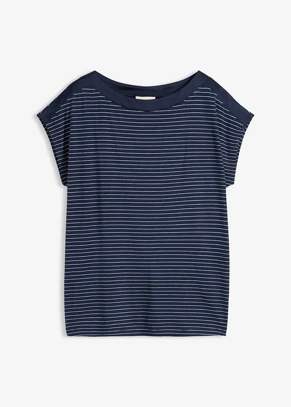 Topp av mjuk viskos med satindetaljer, bonprix