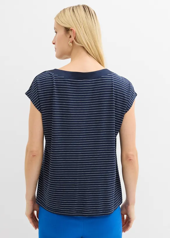 Topp av mjuk viskos med satindetaljer, bonprix