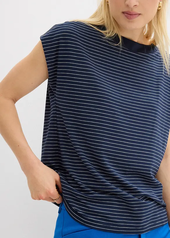 Topp av mjuk viskos med satindetaljer, bonprix