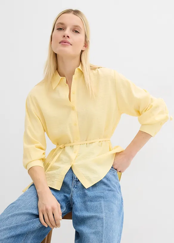 Skjortblus i mjuk viskosmix, bonprix