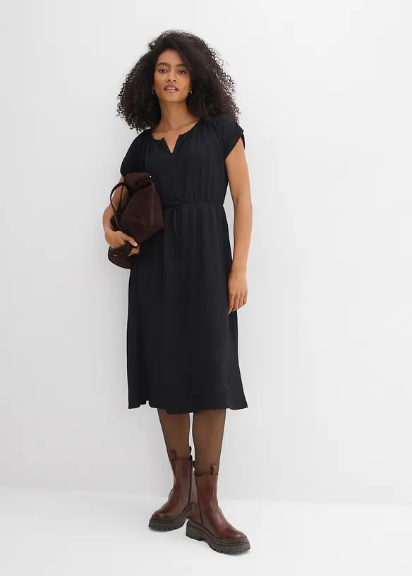 Jerseykl&auml;nning med &aring;tervunnen polyester och fint fall, bonprix