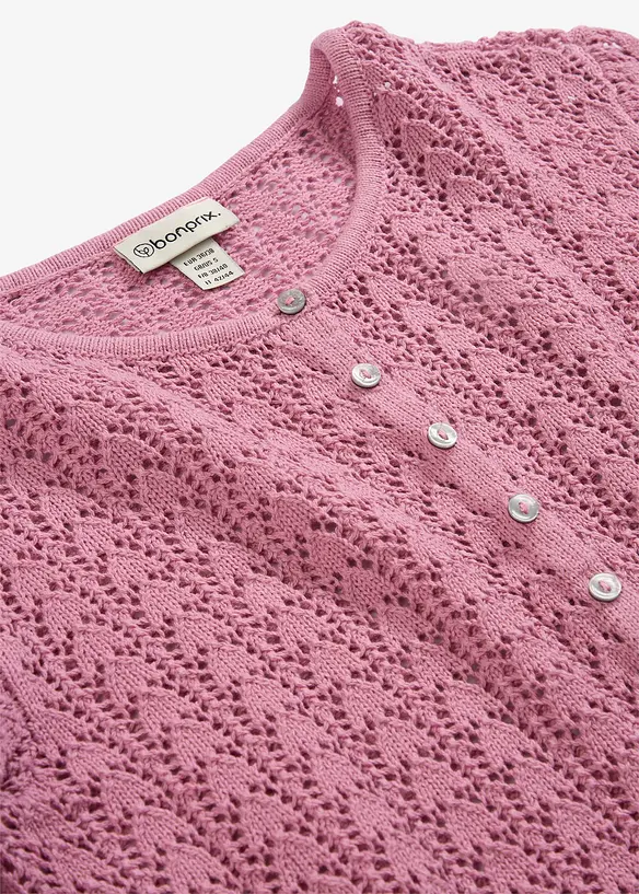 Cardigan med h&aring;lm&ouml;nster, av ren bomull, bonprix